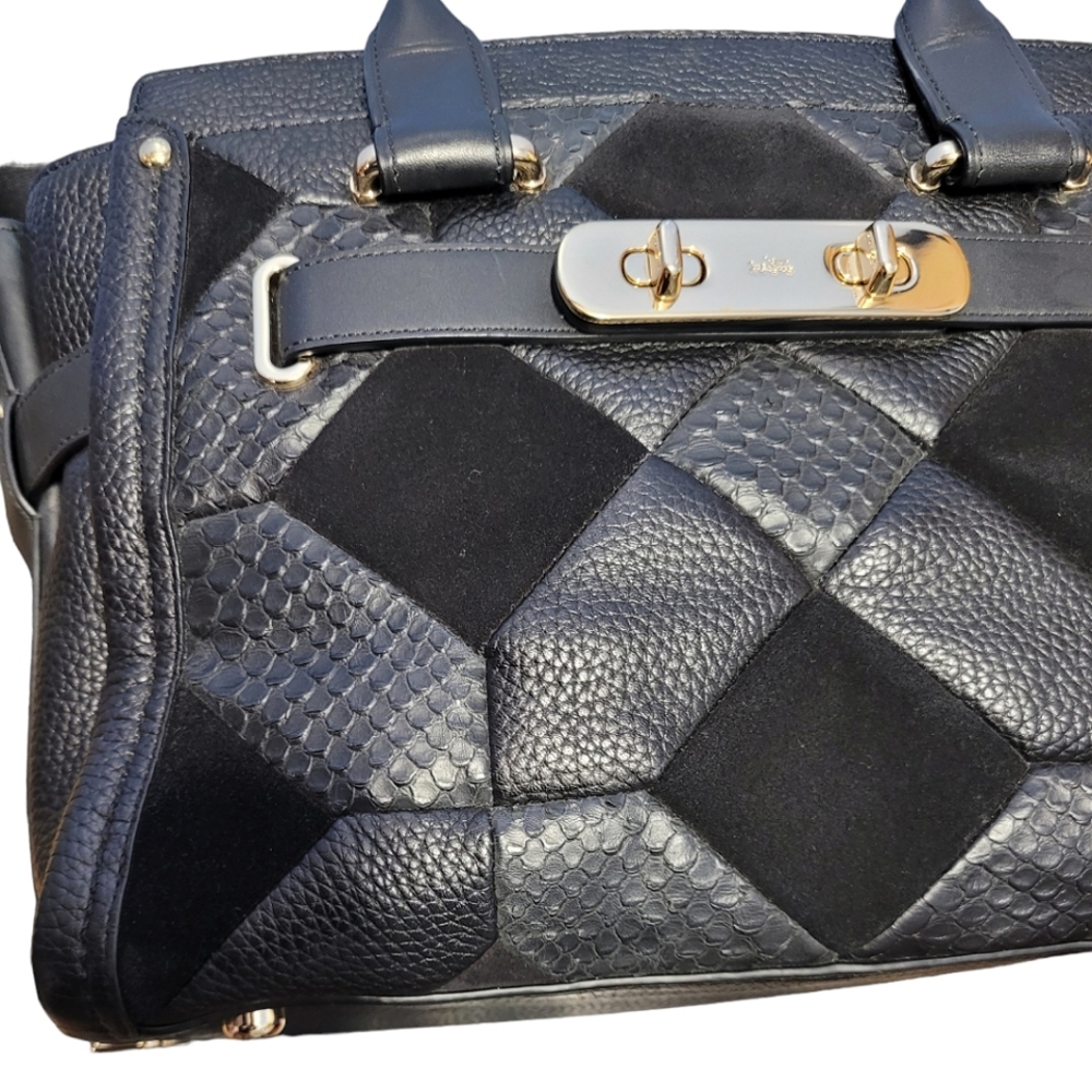 Coach Swagger Black Patchwork Satchel Handbag - image 7